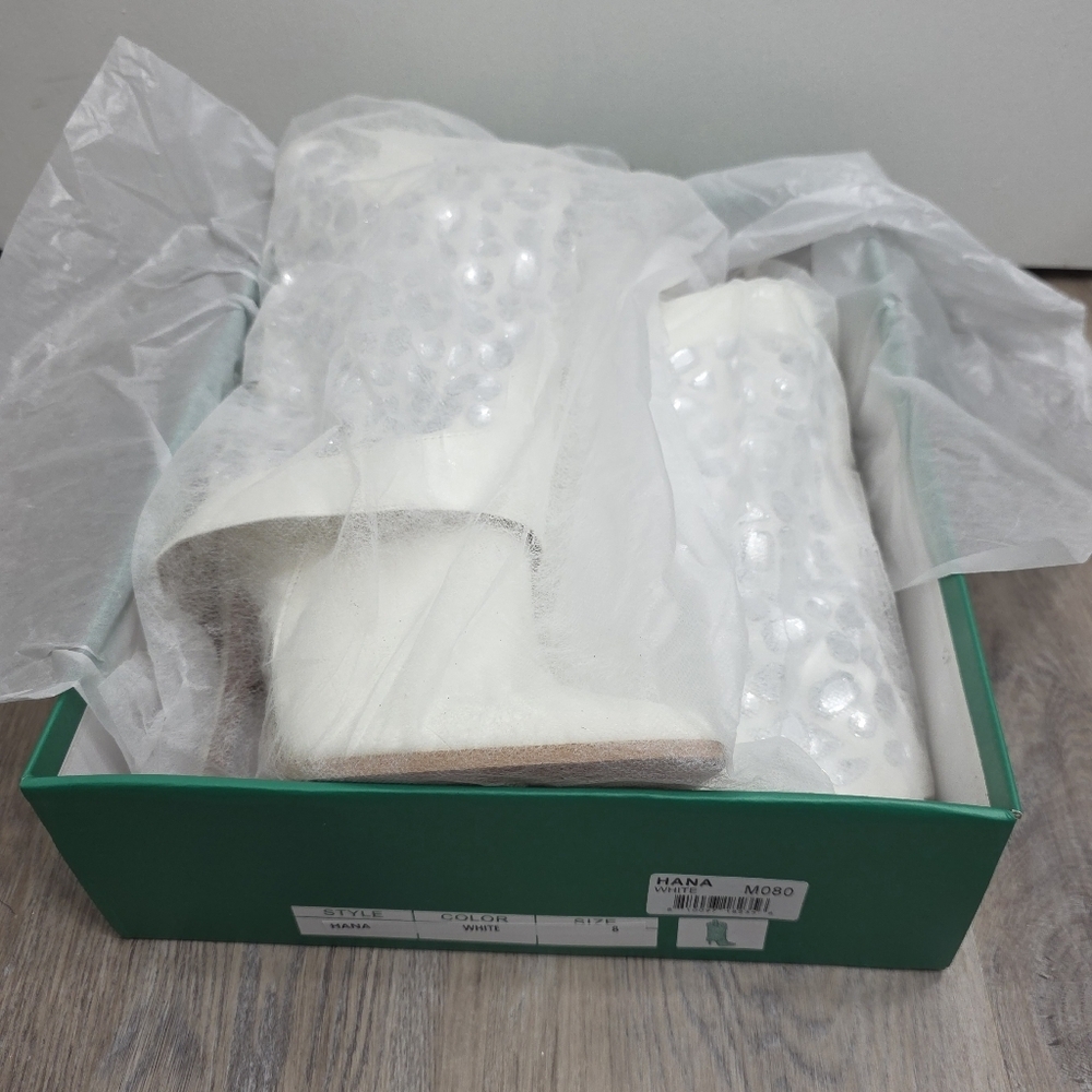 Lauren Lorraine Hana White Rhinestone Stiletto Cowboy Boot Size 8 - New In Box - Picture 10 of 12